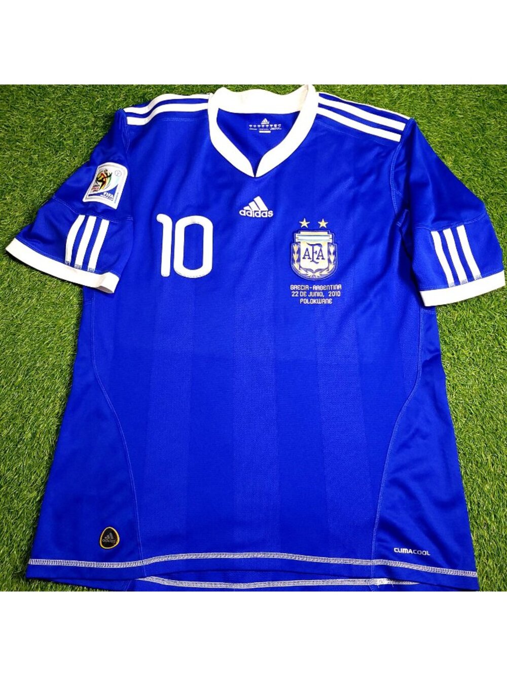 Messi Argentina 2010 WORLD CUP Away Soccer Jersey L SKU# P47053